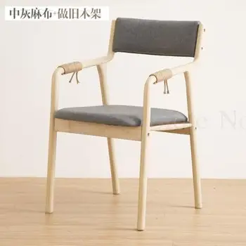

Nordic simple solid wood dining chair retro home simple backrest chair living room economy fabric stool arm chair
