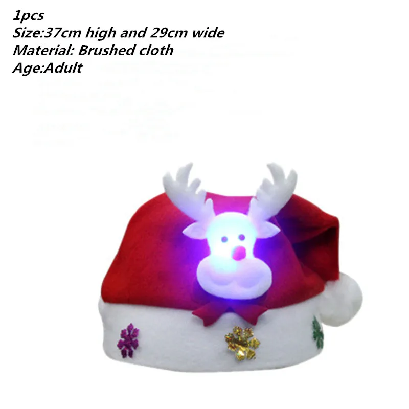 1pcs adult flash Рождественские игрушки украшение рождественские шляпы Санты шляпы детей женщин мужчин девочек Кепка для Рождественский реквизит для вечеринок - Цвет: 1pcs adult flash