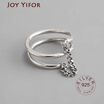 

Wholesale European Fashion Woman Girl Party Wedding Gift INS Niche Retro Chain 925 Sterling Silver Open Ring