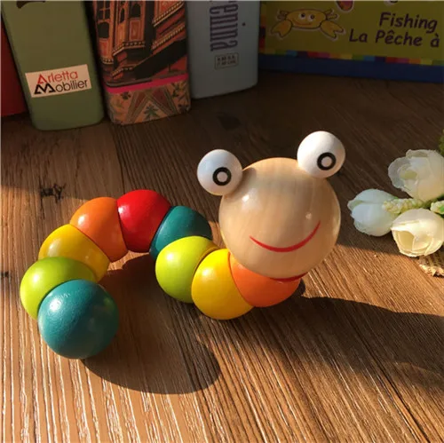 

0123-Year-Old Baby Wooden Flexible Color Toy Worm Caterpillar Children'S Educational Early Childhood Hands-on Toy