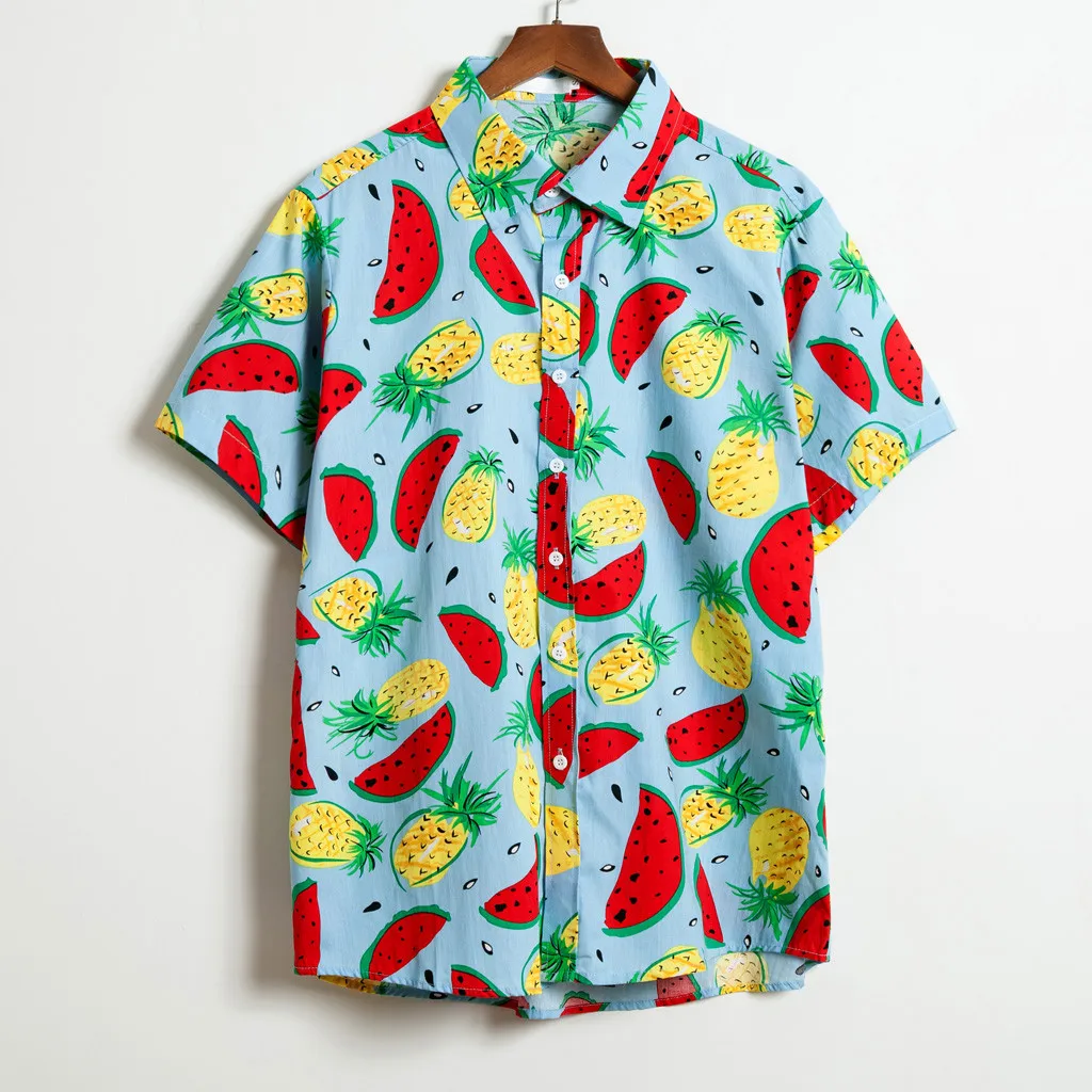 

Beach Hawaiian Shirts Men Clothes 2019 Summer Fashion Coconut Tree Printed Short Sleeve Button Down Hawaiian Aloha Shirts Mens