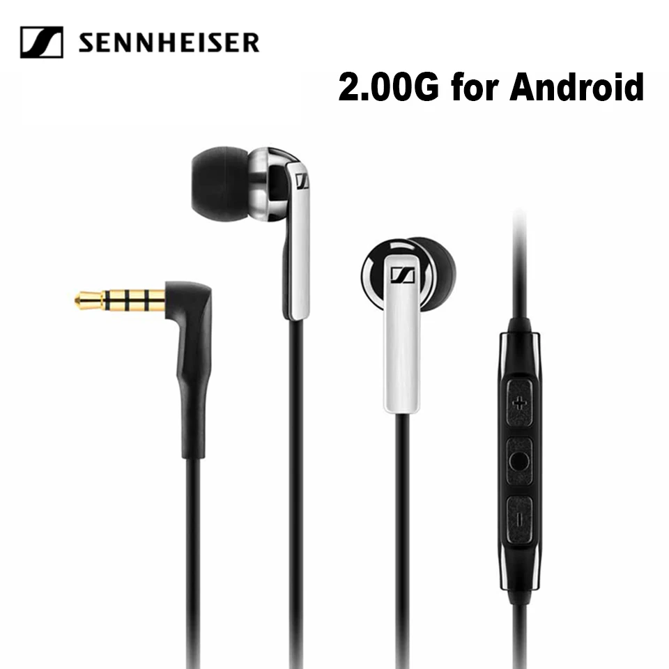 Проводные наушники Sennheiser CX 2,00G 3,5 мм, стерео гарнитура с глубоким басом, спортивные наушники с микрофоном для samsung/Xiaomi Android устройства - Цвет: Black