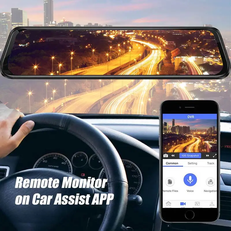  2019 12 Inch Android 8.1 Car DVRs Camera GPS Navi Bluetooth FHD Rear View Mirror with Camera DVR Re