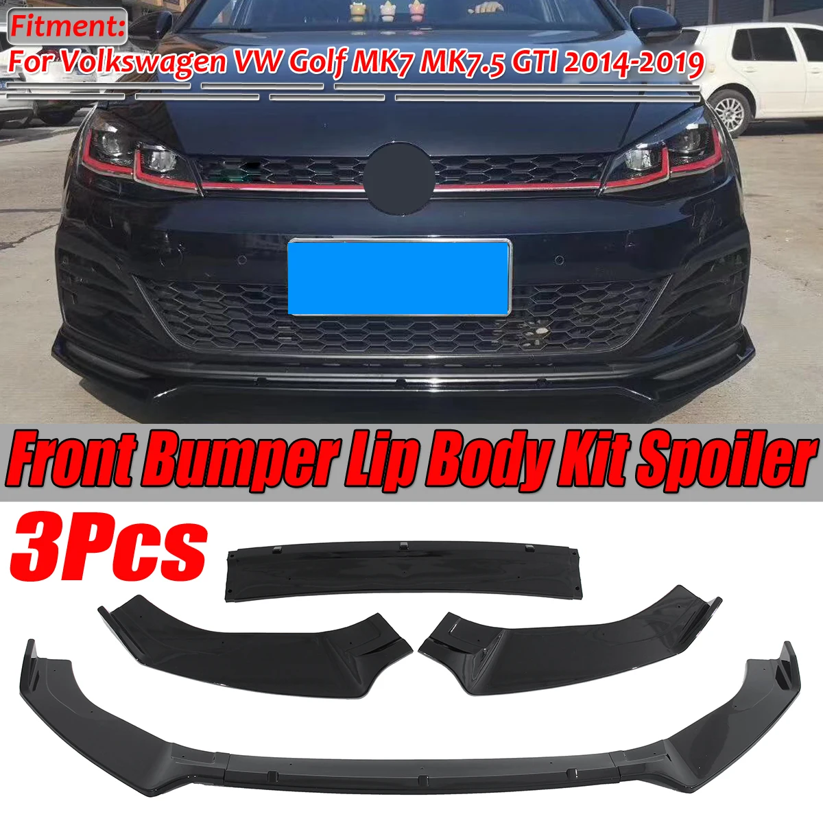Разветвитель переднего бампера для автомобиля чехол спойлер Volkswagen Golf MK7 MK7.5 GTI R GTD