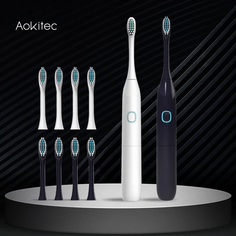 Aokitec электрическая звуковая зубная щетка со скидкой 50% сменные головки