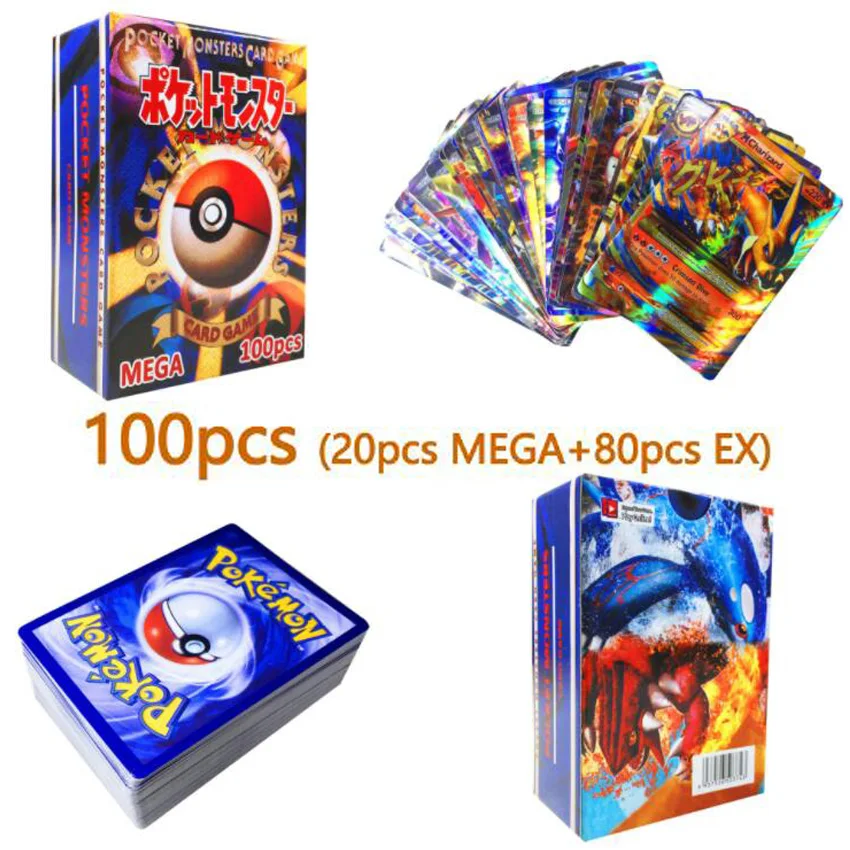 100/200/300pcs Pokemon cards GX MEGA Shining TAKARA TOMY Cards Game Pokemon Battle Carte Trading Cards Game Children Toy