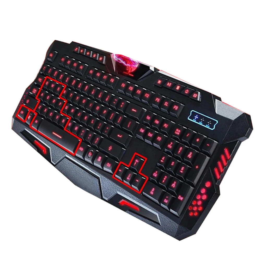 Colorful Mechanical Feel LED Backlight Gaming Keyboard with Number Pad Three Backlight Colors (Red/Purple/Blue)