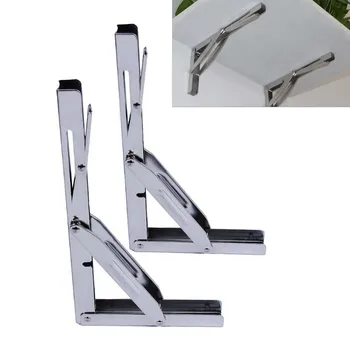 

2 PCS 12inch Stainless Steel Folding Bracket Metal Folding Shelf Bench Table Folding Shelf Bracket Shelf Bench 250kg Load Heavy