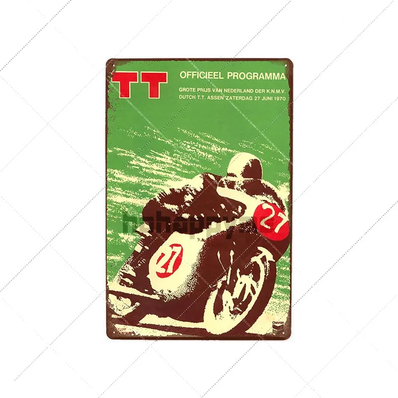 Retro TT Isle of Man Metal Tin Signs Vintage Motorcycles Poster Races Plaque Pub Bar Garage Wall Art Decor 20x30cm - Цвет: 9101013