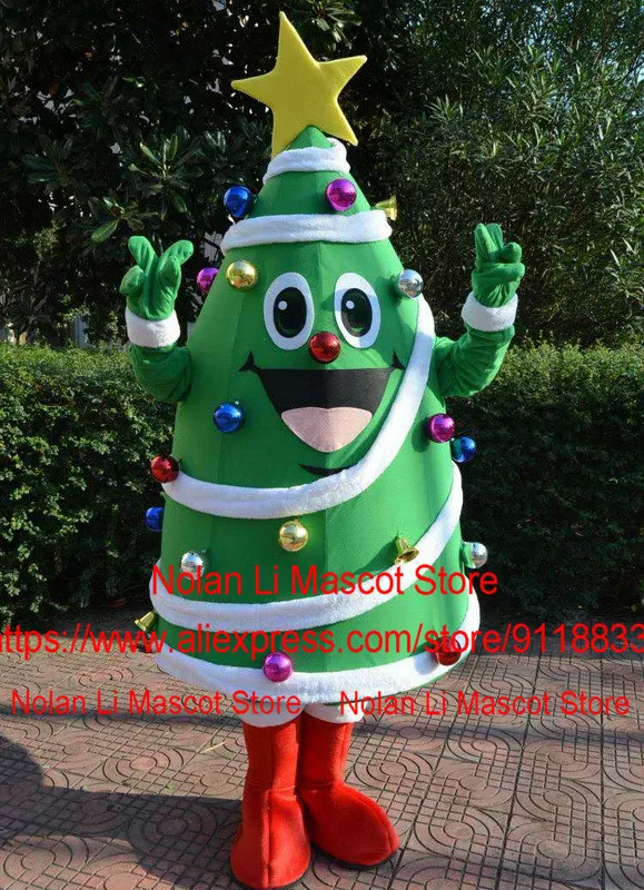 

High Quality Red Boots Christmas Tree Mascot Costume Crayon Cartoon Set Cosplay Birthday Party Masquerade Festival Gift 972