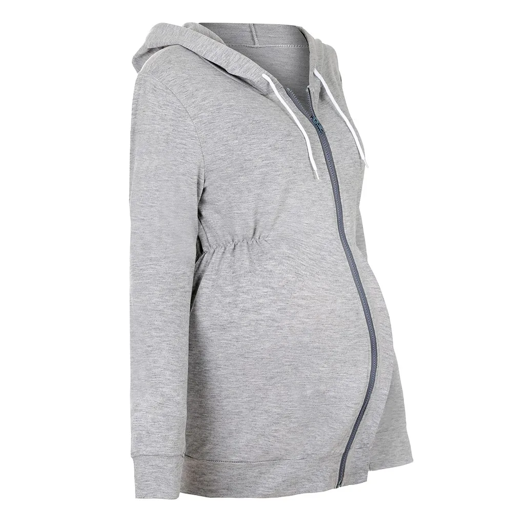 Топы для беременных; толстовка на молнии; однотонная Одежда для беременных; куртка с капюшоном; зимняя рубашка с длинными рукавами; элегантная женская одежда для медсестры; 19Oct