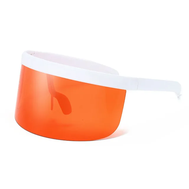 SO&EI Oversized Anti-Peeping One Piece Rimless Sunglasses Men Fashion Outdoor Sports Windproof Goggles Women UV Mask Sun Glasses White red