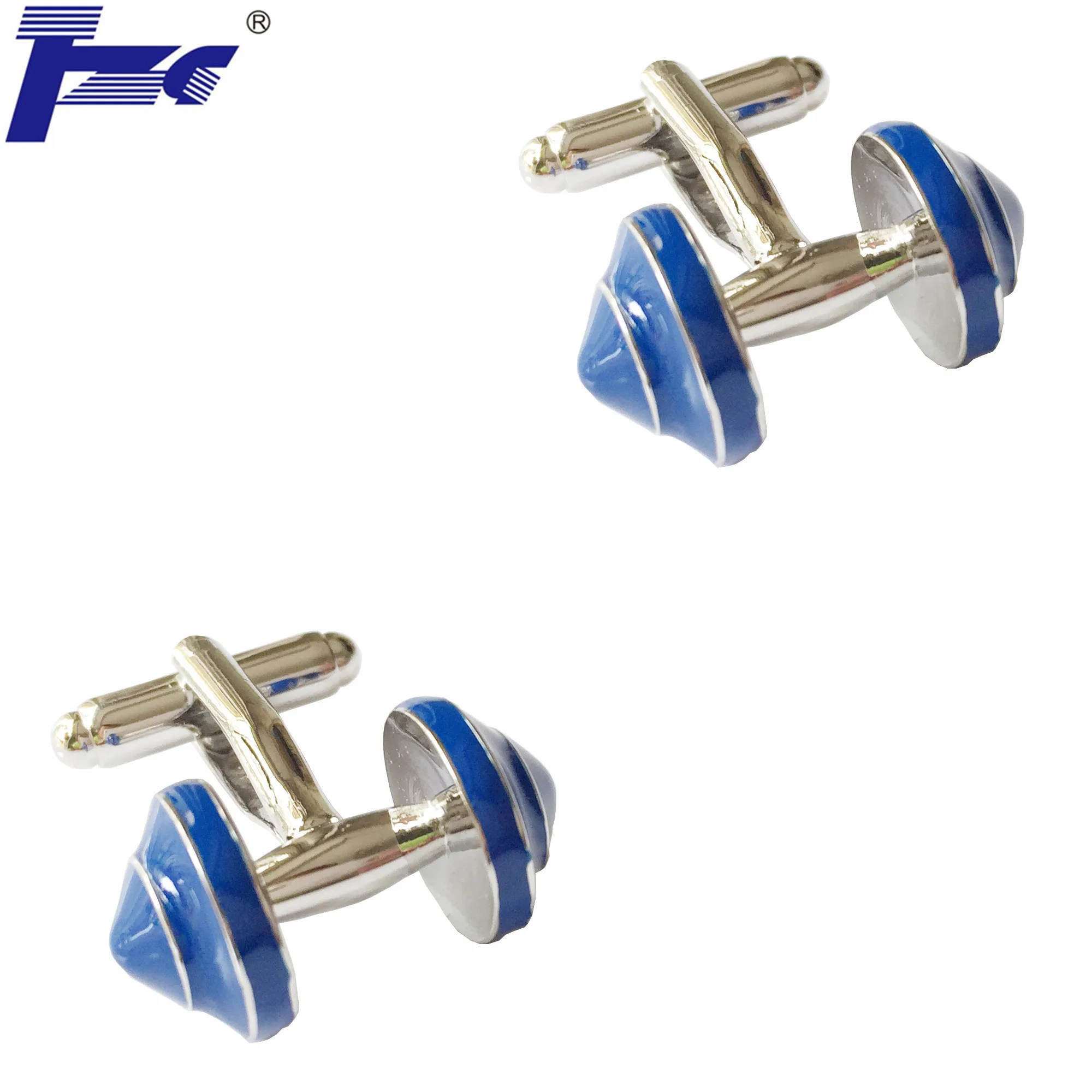 TZG Blue Dumbbell Cufflink Cuff Link 2 Pairs Free ShippingTie Clips