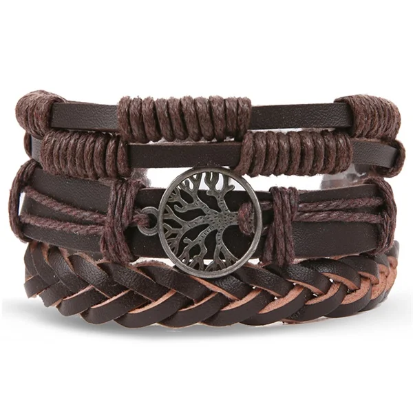 IFMIA модные многослойные кожаные браслеты набор для мужчин и женщин винтажные перьевые веревки плетение ручной работы бусы плетеные браслеты, ювелирные изделия - Metal Color: IF11000214