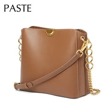 

2020 Ins Luxury Genuine Cow Leather Bucket Bag Small Chain Shopping Daily Shoulder Messenger Bag Ladies Crossbody Bag