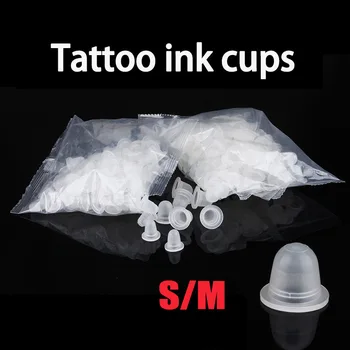 

100Pc Soft Silicone Tattoo Ink Cup Cap Microblading Permanent Tattoo Makeup Pigment Holder Container S/L Tattoo accessory supply