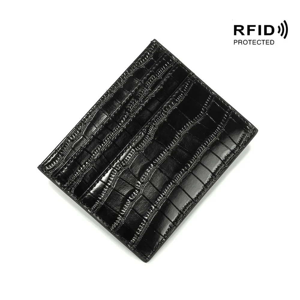 Бренд westкрик с крокодиловым узором ультратонкий RFID блокирующий кредитный держатель для карт маленький Ультратонкий чехол для карт - Цвет: Черный