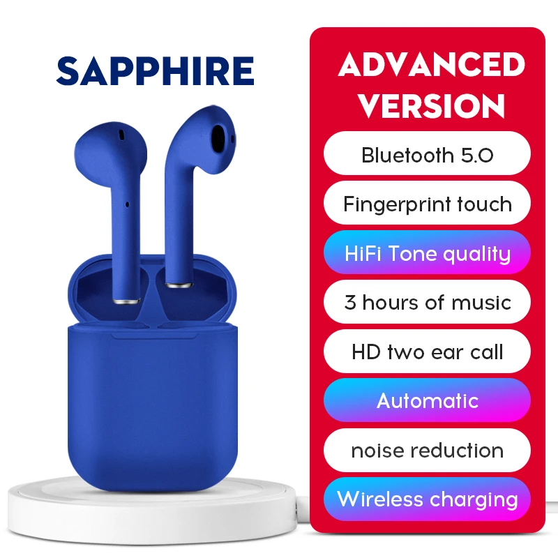 Y100S tws оригинальные матовые беспроводные Bluetooth наушники, мини наушники с микрофоном, зарядная коробка, Спортивная гарнитура для смартфона - Цвет: sapphire