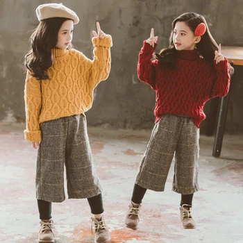

2020 Kids Sweater Winter Clothes O-Neck Pullover Autumn Kids Sweater + Pants Girls Cotton Clothes Girls Sets Kids Knit Sweater