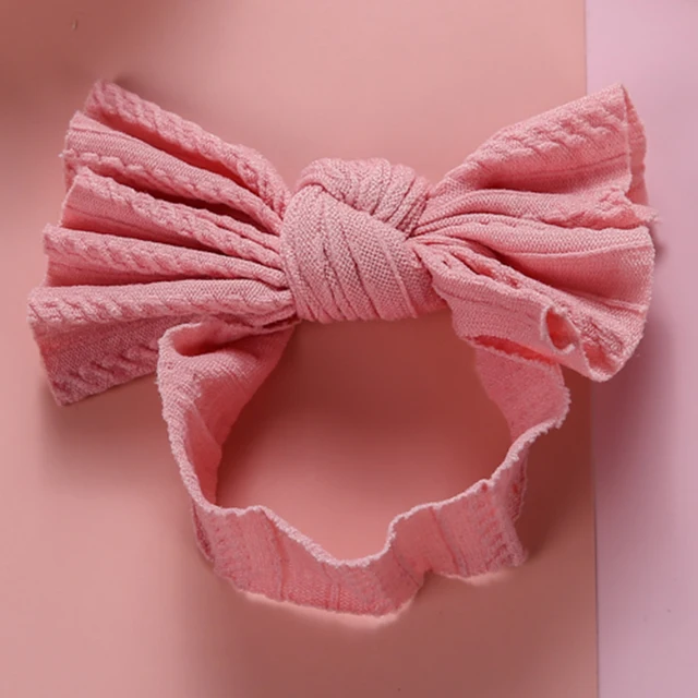 1pcs Cable Knit Nylon Bow Headwrap, One size fits all nylon headbands, wide nylon headbands, baby headbands, Knot bow headwear A2NSNSFB-9843-14