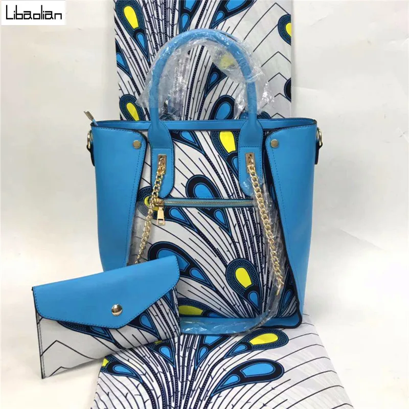 Нигерийская белая хлопковая ткань с восковым принтом, подходящая модная Вощеная тряпичная сумка, Африканский воск, 3 шт./компл., для женщин, вечерние F910-8