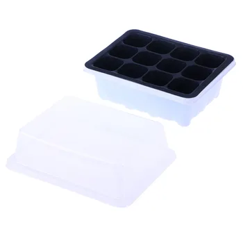 

Seedling Tray Sprout Plate 12 Cavity Nursery Pots Tray Lids Box for Gardening Bonsai 18x14x6CM (White)