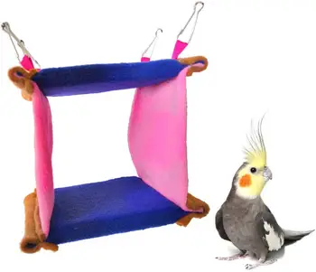 

Bird Square Nest Plush Hanging Hammock Happy Hut for Parrot Parakeet Cockatiel Conure Lovebird Finch Cage Perch