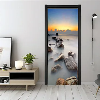 

3D Sea Sunset System Stereo Simulation Door Stickers Waterproof Wall Stickers Anti Fouling Moisture-proof