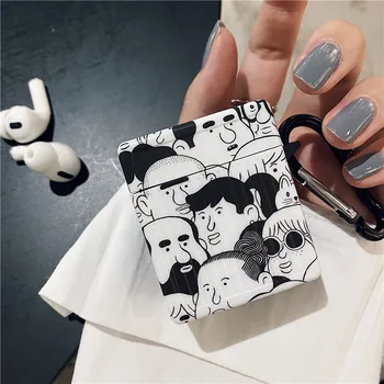 

Funny Portrait painting Case For Airpods Pro Cover Fashion C ute Silicone Earphone Charging Case Box For Airpods 1 2 Funda
