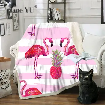 

JaneYU 3d Printed flamingo Series Knee Blanket Multipurpose Blanket Customizable