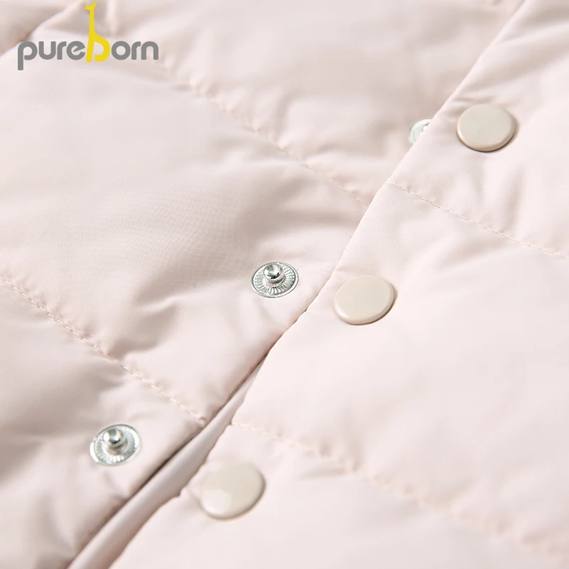 Pureborn/стеганая куртка для маленьких девочек; розовое пальто с капюшоном; детская стеганая верхняя одежда; зимняя одежда