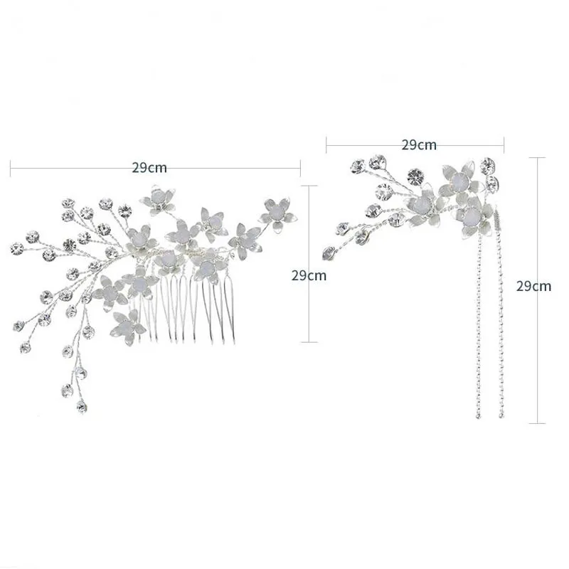 Floralbride Handmade Alloy Opal Crystal Rhinestone Pearls Flower Bridal Hair Comb Pin Set Wedding Hair Accessories Women Jewelry