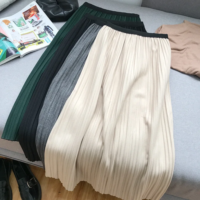 

2020 Korean-style Slim Fit Trend Simple Midi-skirt Versatile Solid Color Skirt Fashion New Style Casual Western Style 1.28
