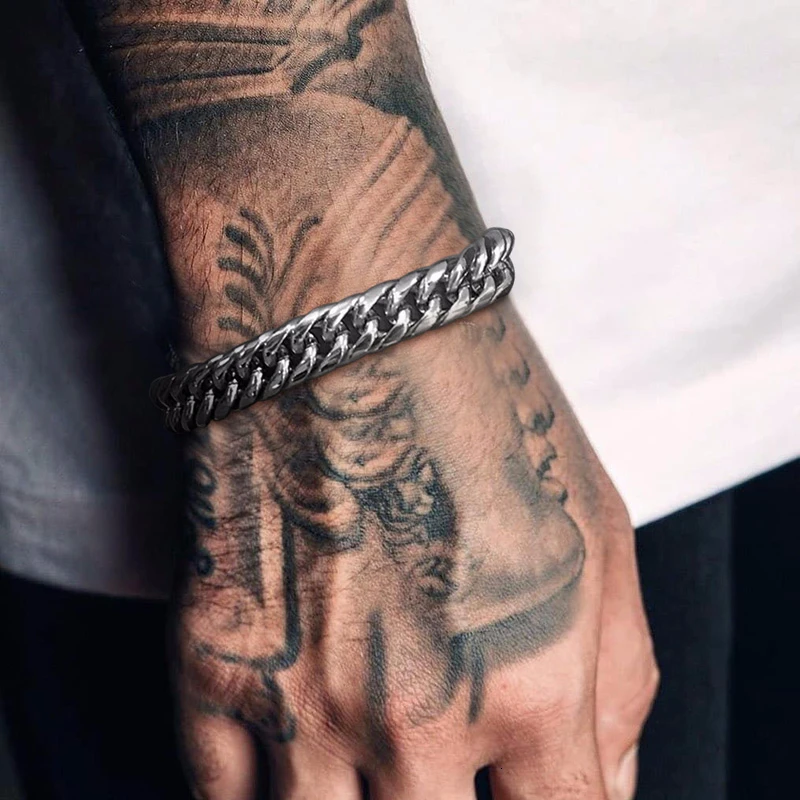 9-13,5 мм кубинский браслет-цепочка для мужчин из нержавеющей стали 6 или 8 дюймов