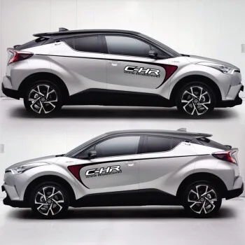 Автомобильный Стайлинг, Спортивная Автомобильная Наклейка для Toyota C-HR, внешняя наклейка для кузова, автомобильная виниловая пленка, наклейки, Авто Наклейка - Название цвета: White car