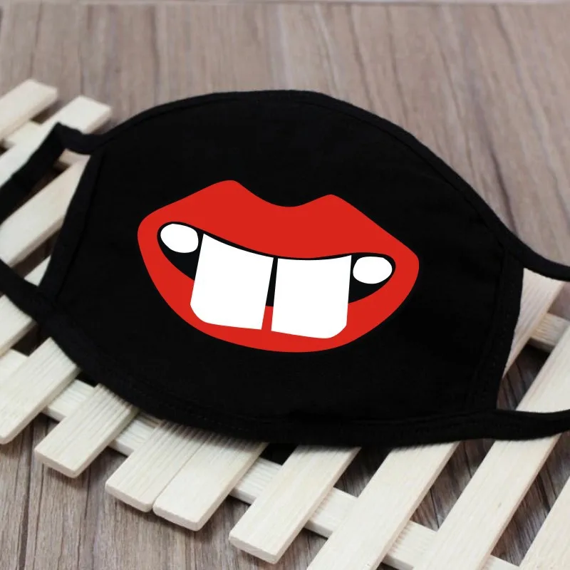 1pc Cute Unisex Funny Tooth Dust Mask Lips Fangs Cotton Mask Cartoon Kpop Flu Mask Emotiction Masque Hot