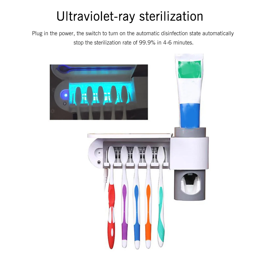 2 в 1 УФ легкая зубная щетка настенный корпус диспенсер для зубной пасты очиститель USB подзаряжаемая зубная щетка держатель для детей и взрослых