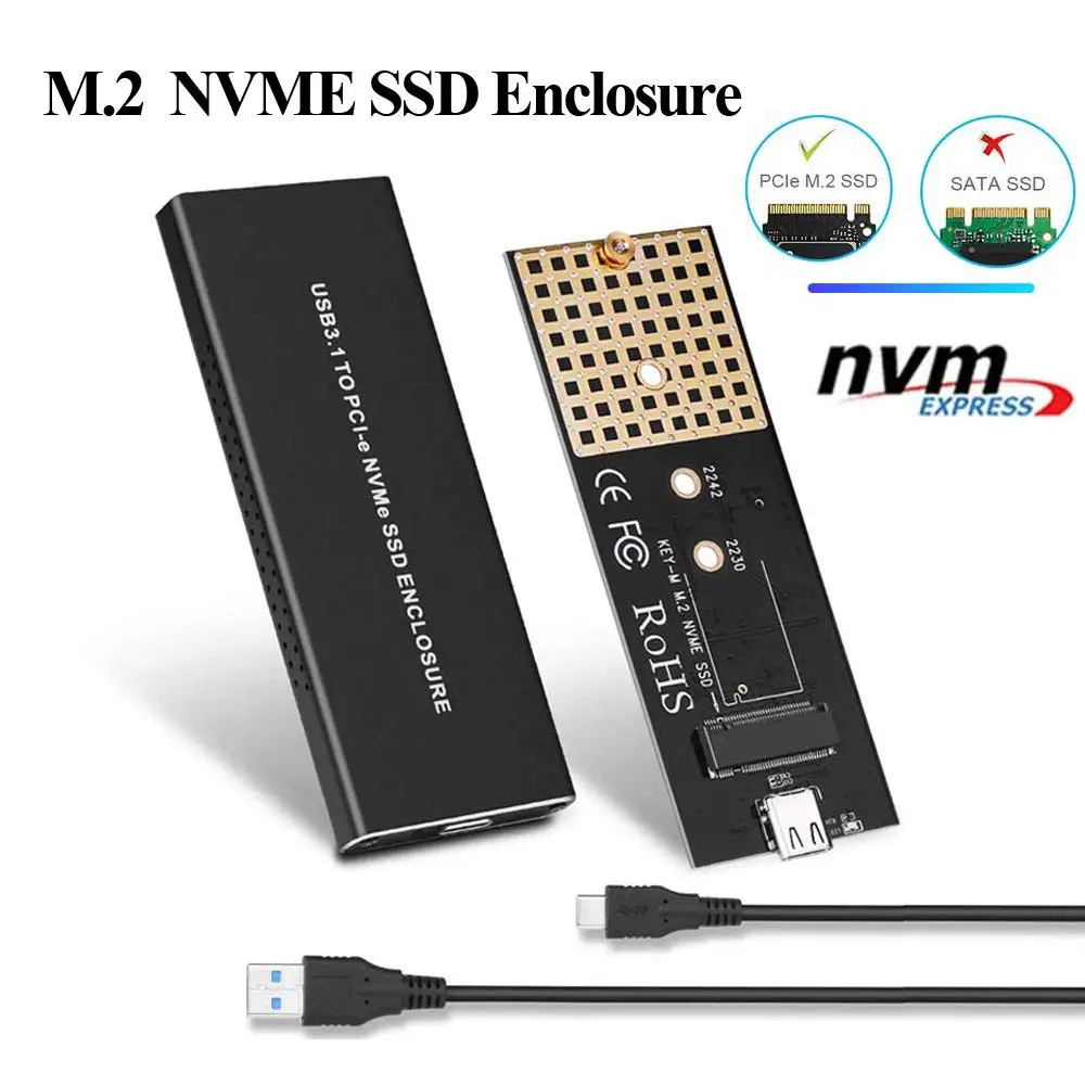

Onvian M.2 NVME SSD Enclosure USB 3.1 to PCIe Type C Adapter 10Gbps Gen 2 for NVMe PCIE M.2 M Key SSD of 2230/2242/ 2260/2280
