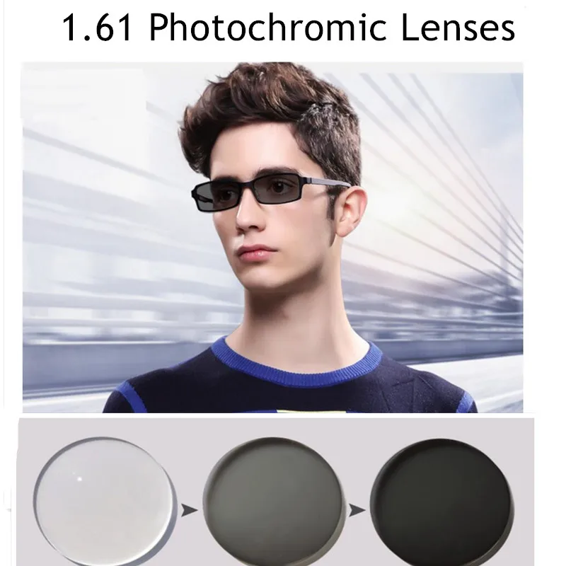 

Anti Scratch 1.61 Photochromic Glasses Lenses Resin Lens Change to Grey/brown Anti Polar UV400 Oleophobic Coating Film Men