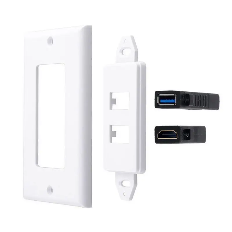 1x2 порта HDMI+ USB 3,0 женская настенная Лицевая панель розетка удлинитель белый