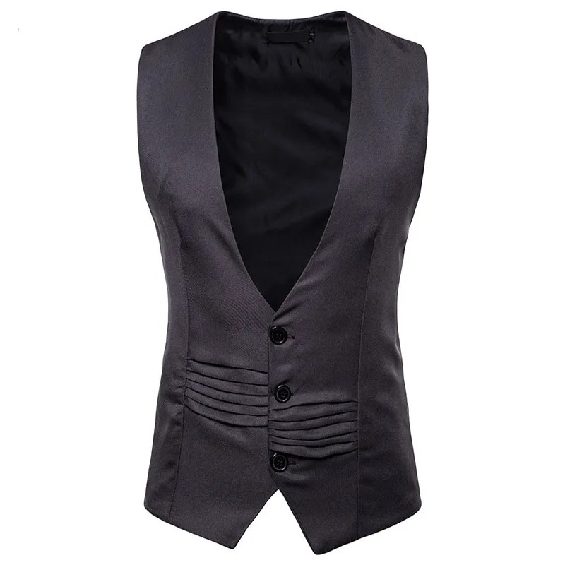 Для мужчин s Slim Fit одной Brasted костюм жилет, бренд, маленький джентльмен: повседневный деловой жилет Для мужчин жилет для смокинга Chalecos Para Hhombre