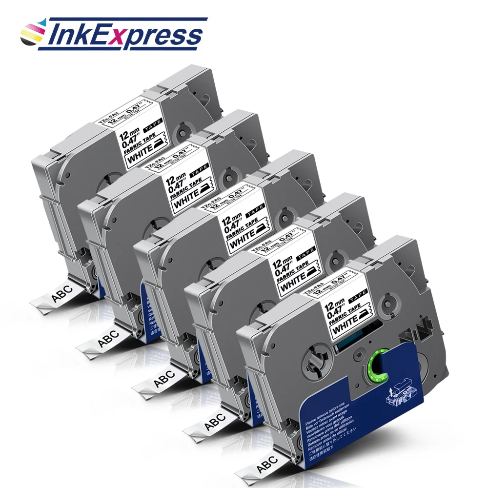 

InkExpress 5PK TZe-FA231 Fabric Label Tape TZe TZ Iron-on Fabric Tape For Brother P-touch Label Maker 12mm Black on White