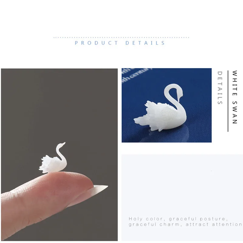4pcs/lot 3D Micro Swan Landscape Mini DIY Craft Handmade Resin Jewelry UV Epoxy Jewerly Filling Molds Figurines Decoration