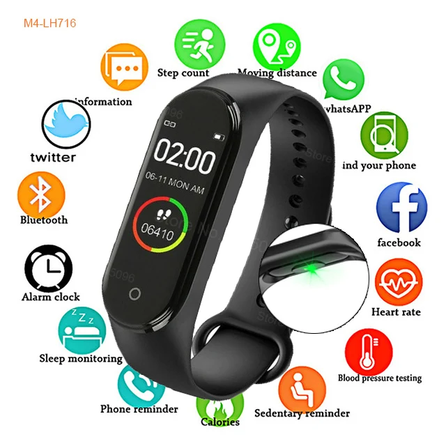 

M4 Fitness Bracelet with Blood Pressure/Blood Oxygen/Hear Rate Monitor Smart Band Not for huawei honor 5 xiaomi mi band 4
