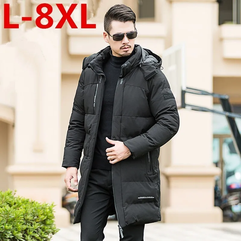 Большие размеры 8XL 7XL 6XL мужская зимняя куртка модная с капюшоном и Термальность