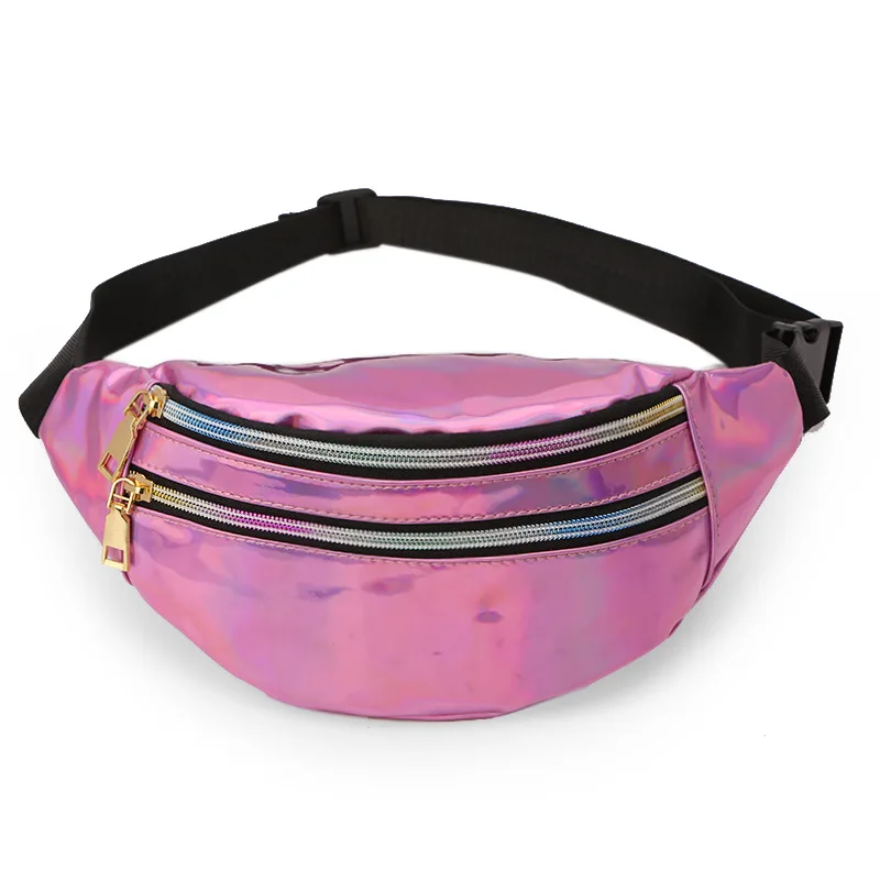 SWDF модная голографическая поясная сумка Женская поясная сумка женские поясные сумки лазерная нагрудная сумка для телефона женский кошелек с бананом сумка для пота - Цвет: Pink