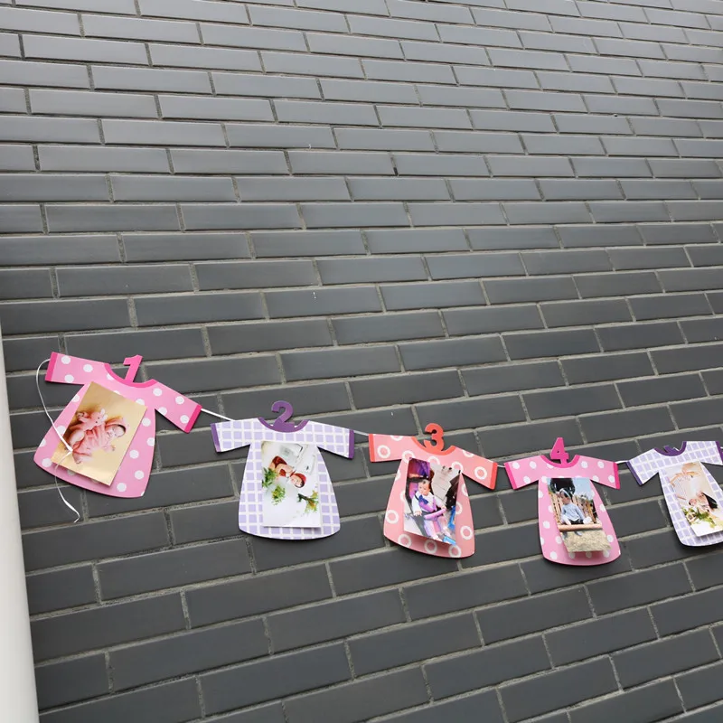 Сделай Сам 12 месяцев фоторамка в горошек баннер первые декорации с днем рождения