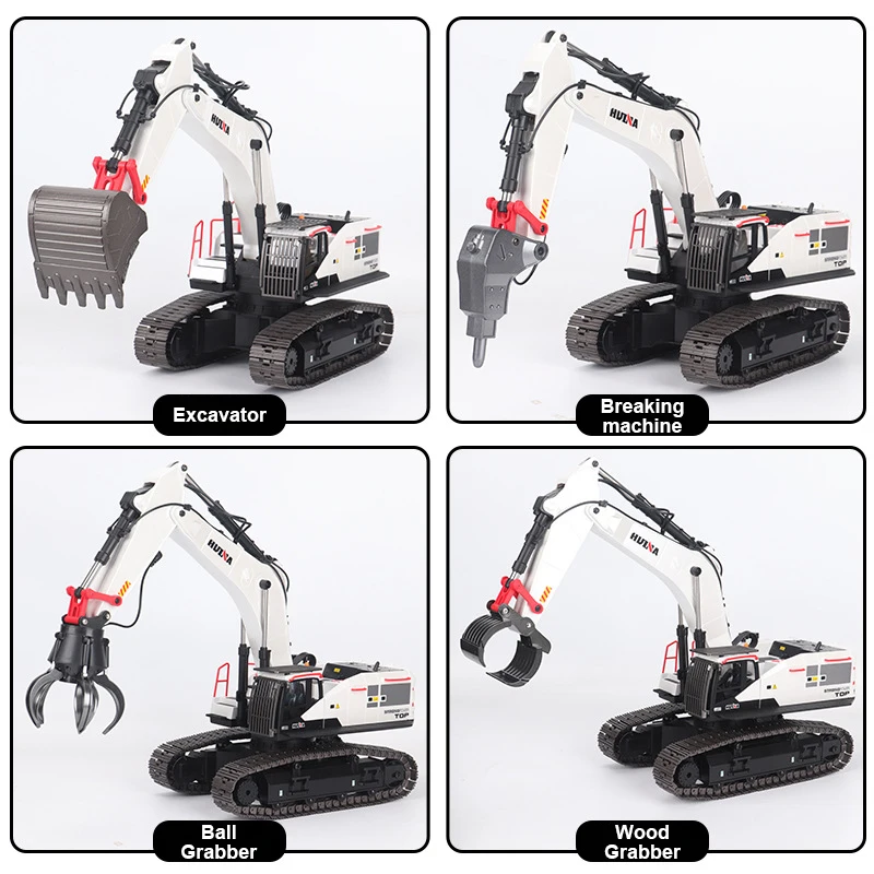 Huina 1/14 RC Truck Excavator 1594 Alloy 2.4Ghz Radio Controlled Car 22 Channel Engineering vehicle Toys for Boy Kid Gift 4