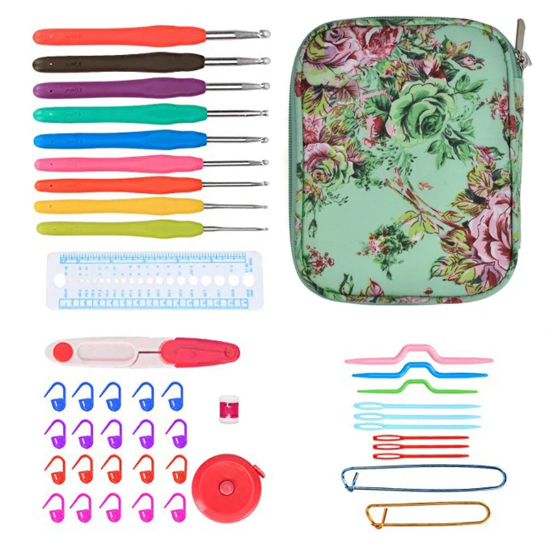 

45pcs/set Set Crochet Hooks Set With Yarn Knitting Needles Hook Sewing Tools Knit Gauge Scissors Stitch Holder Hook For Knitting