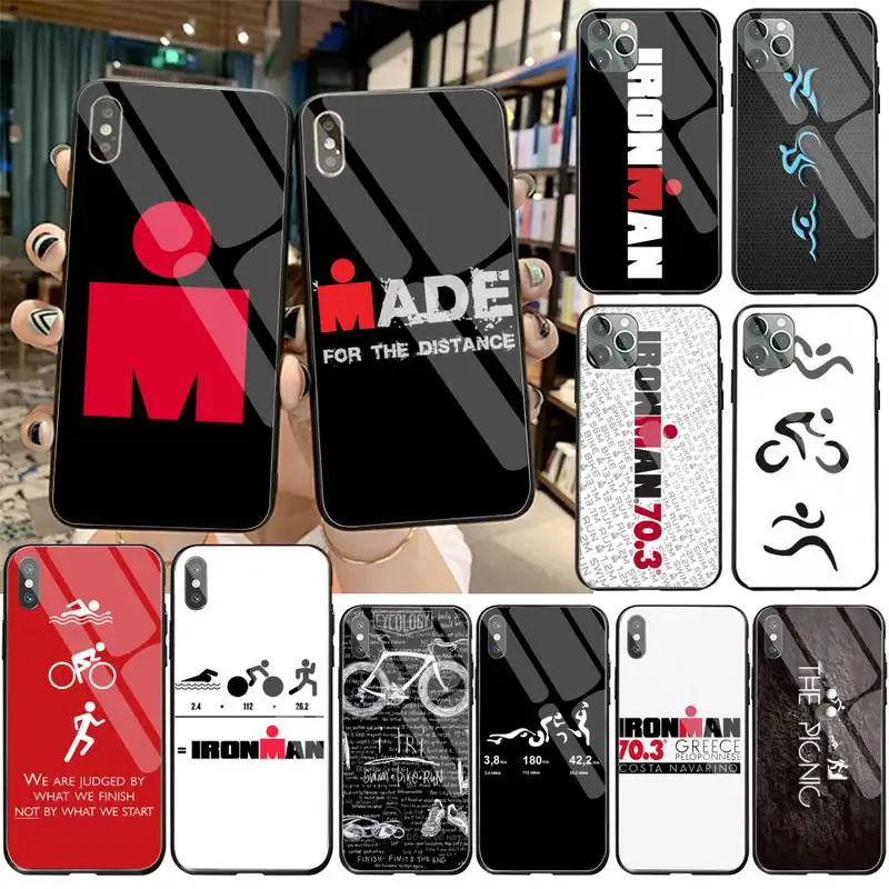 Ironman Triathlon Cover Black Soft Shell Phone Case Tempered Glass For iPhone 11 Pro XR XS MAX 8 X 7 6S 6 Plus SE 2020 case | Мобильные
